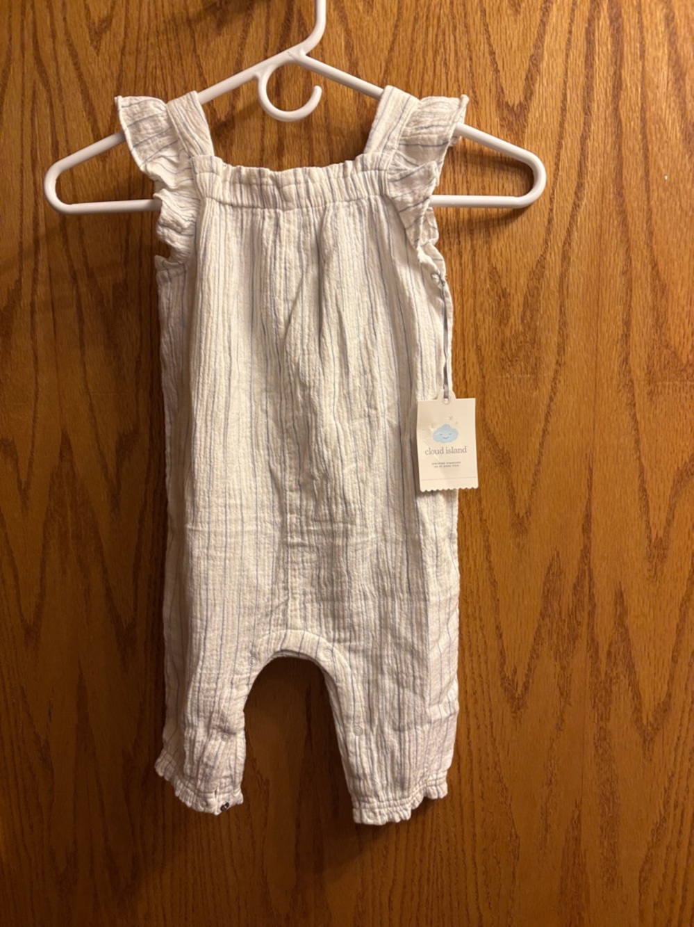 cloud island Cream Ruffle Strap Muslin Romper